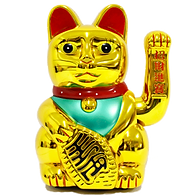 Gato Neko Dorado de Plástico