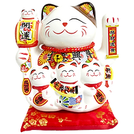 Gato Blanco Lingote Cerámica 12cm