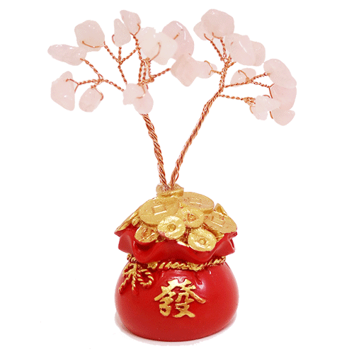 Arbol Piedra Bolsa Monedas Poliresina 11.5cm
