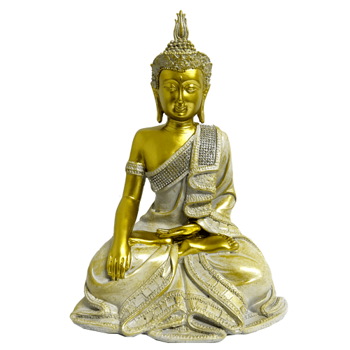 Buda Dorado Beige Vidrio Poliresina 30cm