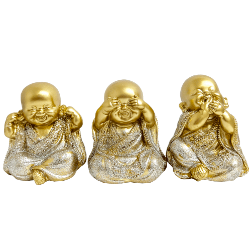 Buda Dorado Poliresina Set x3 10cm