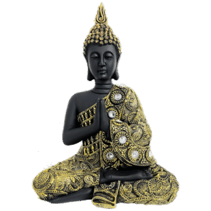 Buda-Meditando-Dorado-Negro-Poliresina-item-1583 Buda Meditando Dorado Negro Poliresina 19cm