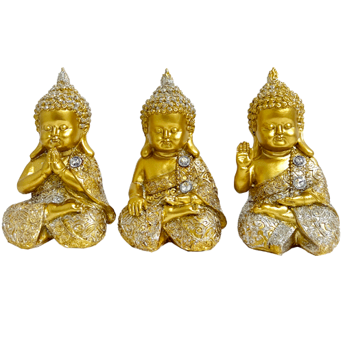 Buda-Nino-Dorado-Poliresina-Set-x3-10cm-item-1576 Buda Niño Dorado Poliresina Set x3 10cm
