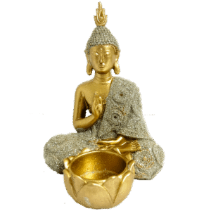 Buda-Poravela-Flor-Loto-Dorado-Poliresina-15cm-item-1620 Buda Poravela Flor Loto Dorado Poliresina 15cm