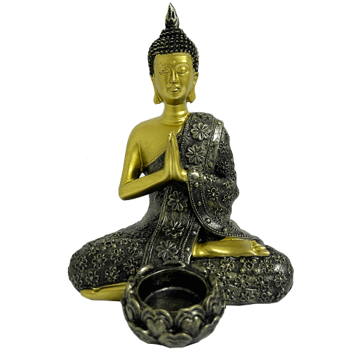 Buda-Portavela-Dorado-Poliresina-20cm-item-1610 Buda Portavela Dorado Poliresina 20cm