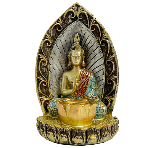 Buda Portavela Pared Poliresina 13.5cm