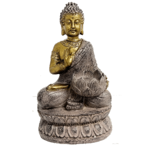 Buda Sentado Flor Loto Portavela Poliresina 25.5cm