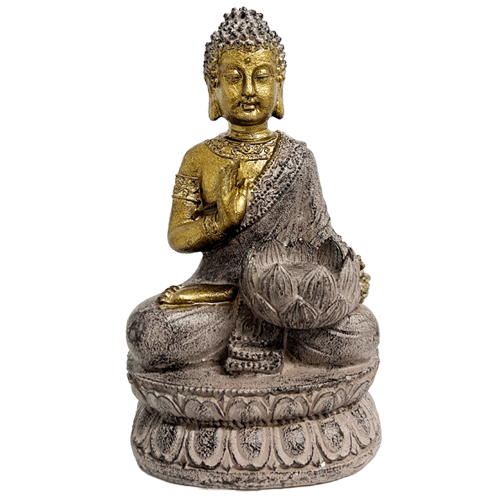 Buda Sentado Flor Loto Portavela Poliresina 25.5cm