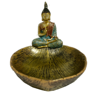 Buda Sentado Hoja Poliresina 11cm