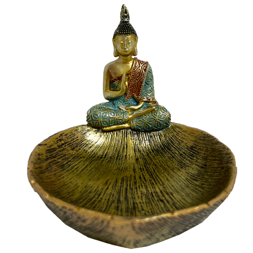 Buda Sentado Hoja Poliresina 11cm