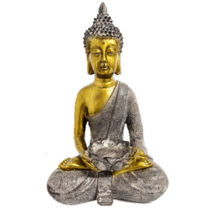 Buda Sentado Portavela Poliresina 38cm