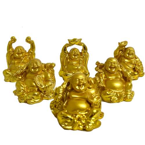 Buda-Set-x-6-Dorado-Poliresina-1574 Buda Set x 6 Dorado Poliresina 6,5cm
