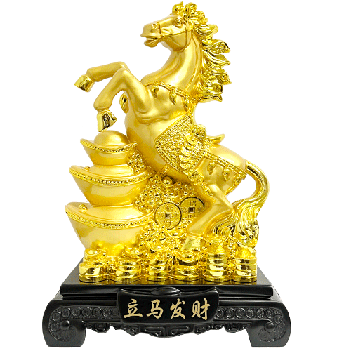 Caballo-Dorado-Lingote-Base-Poliresina-item-1561 Caballo Dorado Lingote Base Poliresina 46cm