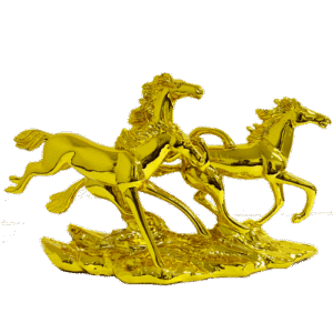 Caballos Galopando Dorado Poliresina