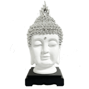 Cabeza Buda Blanco Plata Poliresina