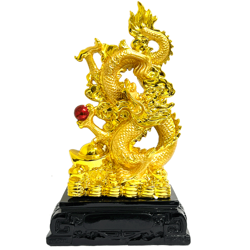 Dragon Dorado Esfera Base Poliresina