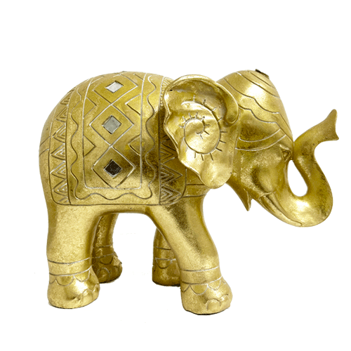 Elefante Dorado Espejo Poliresina 23cm
