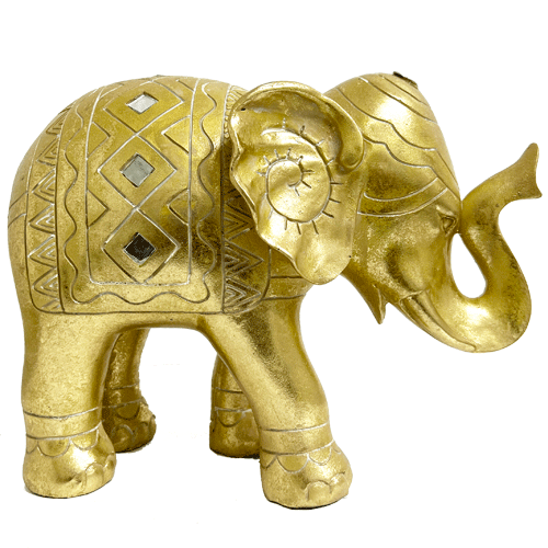 Elefante Dorado Espejo Poliresina 27cm