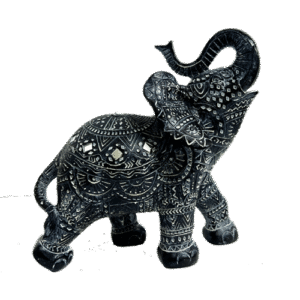 Elefante Negro Mandala Poliresina 21 cm
