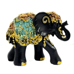 Elefante Negro Vestido Poliresina 14cm