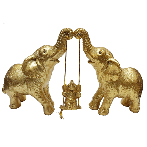 Elefante Pareja Columpio Bebe Poliresina 13cm