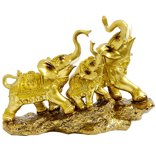 Elefantes-Familia-Dorado-Piedra-30cm-item-1611 Elefantes Familia Dorado Piedra 30cm