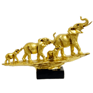 Elefantes Familia Dorado Roca Poliresina 47 cm
