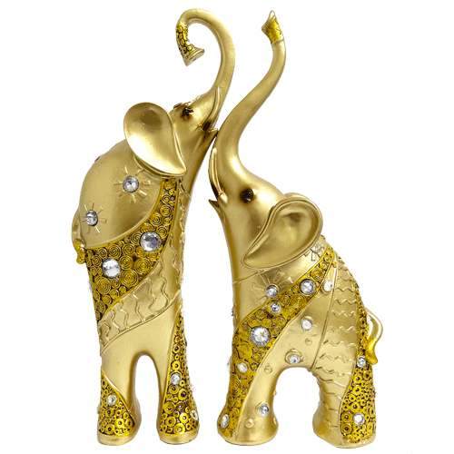 Elefantes-Pareja-Dorado-Espejo-Patas-Largas-Poliresina-31cm-item-1616 Elefantes Pareja Dorado Espejo Patas Largas Poliresina 31cm