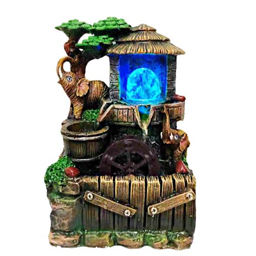 Fuente-Elefante-Arbol-Choza-Barril-Poliresina-27cm-item-1107 Fuente Elefante Arbol Choza Barril Poliresina 27cm