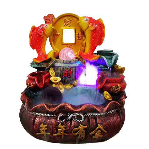 Fuente Peces Color Moneda Poliresina 31cm