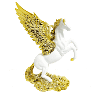 Pegaso Blanco Dorado Poliresina