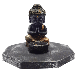 Porta Incienso Octagonal Buda Poliresina 8cm