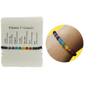 Pulsera 7 Chakras Piedra Negra - Item 7023 Pulsera 7 Chakras con Piedra Negra